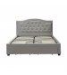 Emily Grey Velvet Padded Upholstery High Quality Slats MDF Drawers with Wheels Queen Bed Frame
